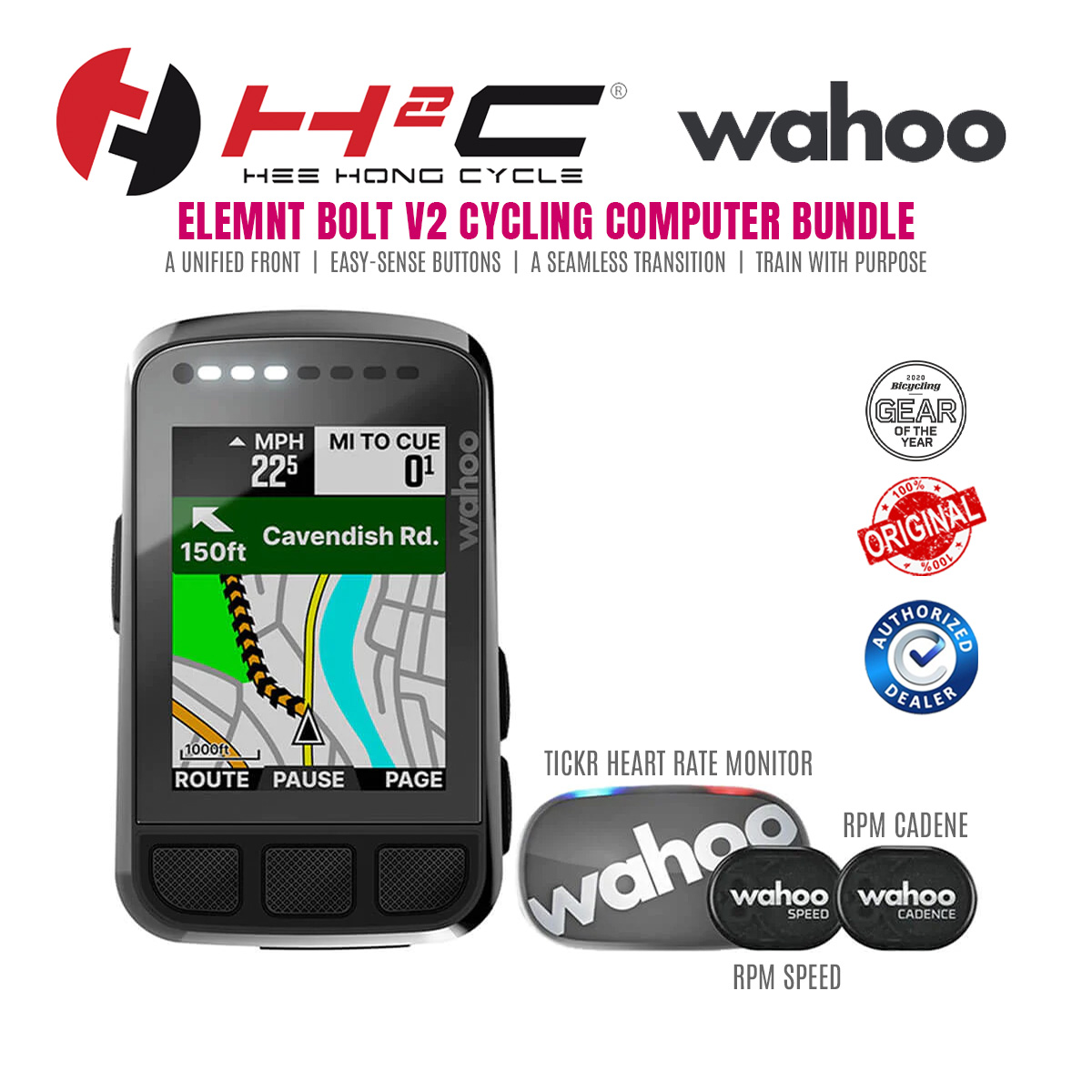 Wahoo ELEMNT BOLT V2 Cycling Computer Bundle